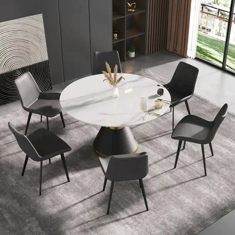 Modern Faux Leather Dining Chair with Metal Legs, Set of 2 or 4