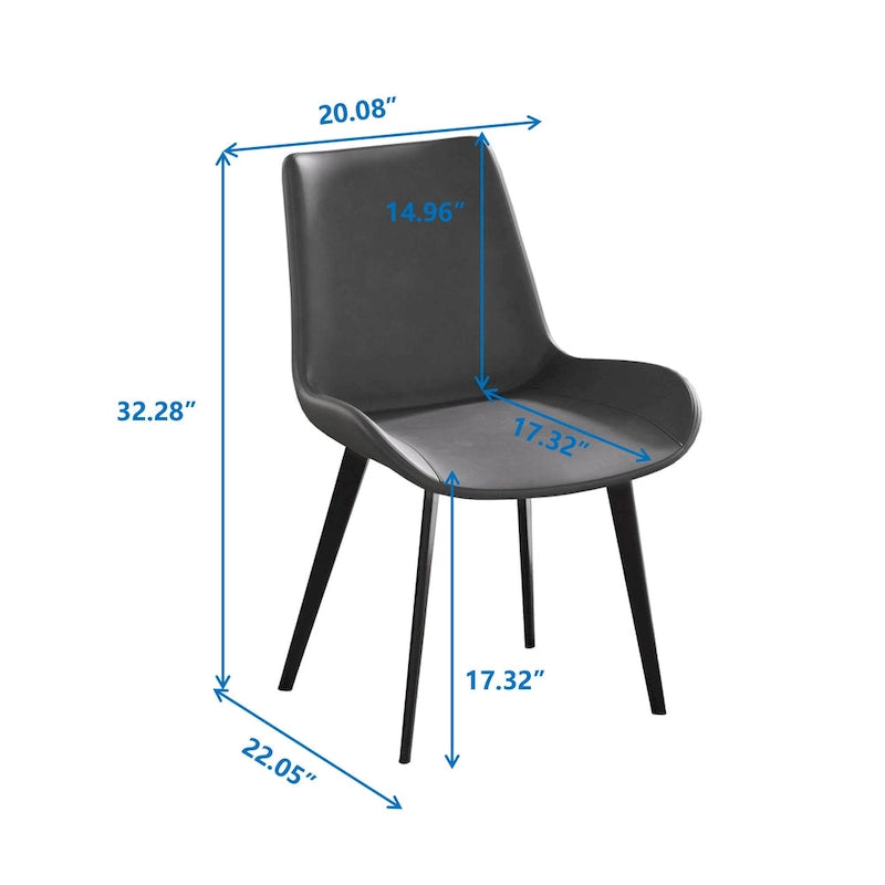 Modern Faux Leather Dining Chair with Metal Legs, Set of 2 or 4