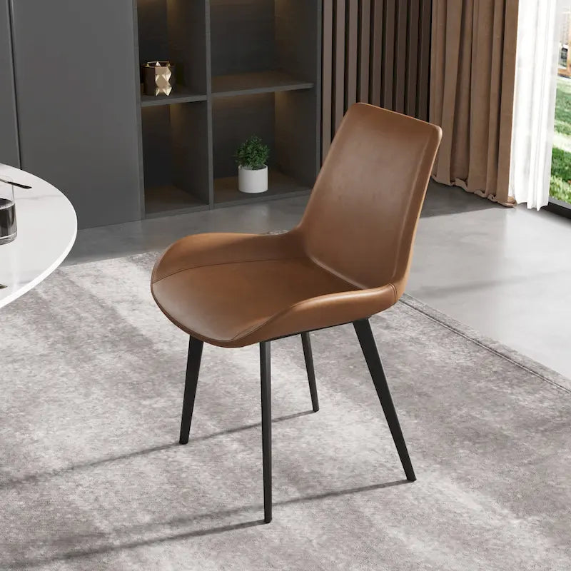 Modern Faux Leather Dining Chair with Metal Legs, Set of 2 or 4