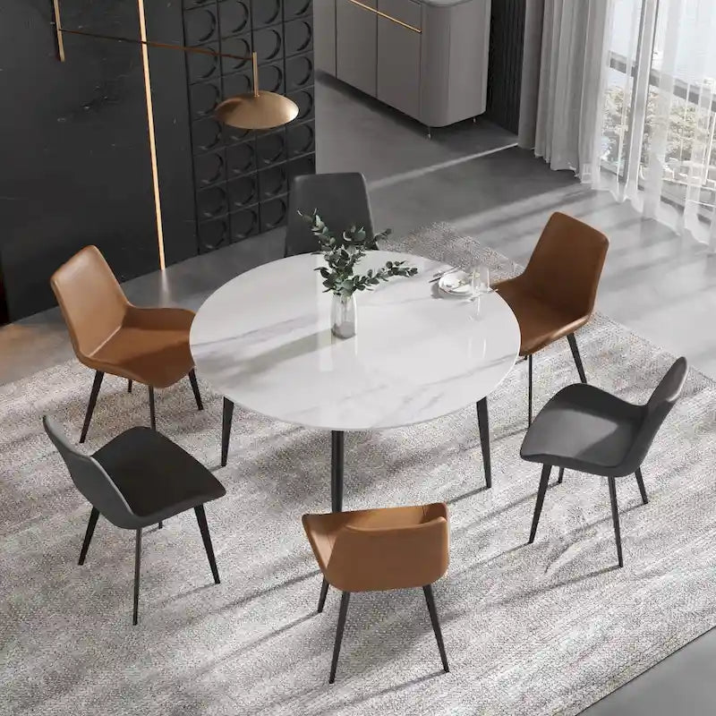 Modern Faux Leather Dining Chair with Metal Legs, Set of 2 or 4