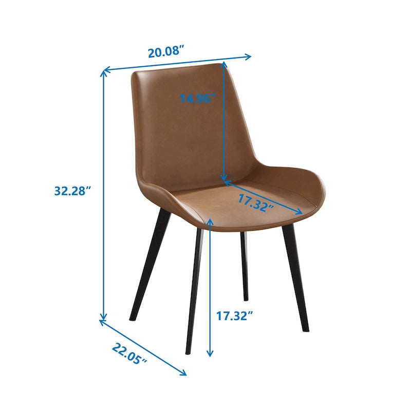 Modern Faux Leather Dining Chair with Metal Legs, Set of 2 or 4