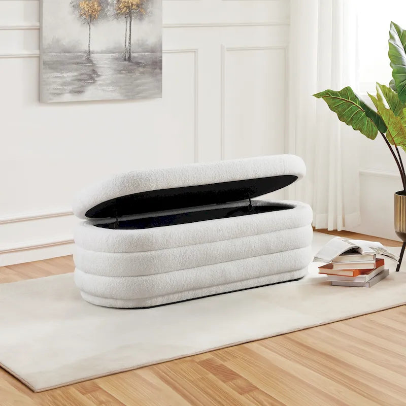 Channel Tufted Storage Bench with Soft-Close Hinge, 48-Inch Wide