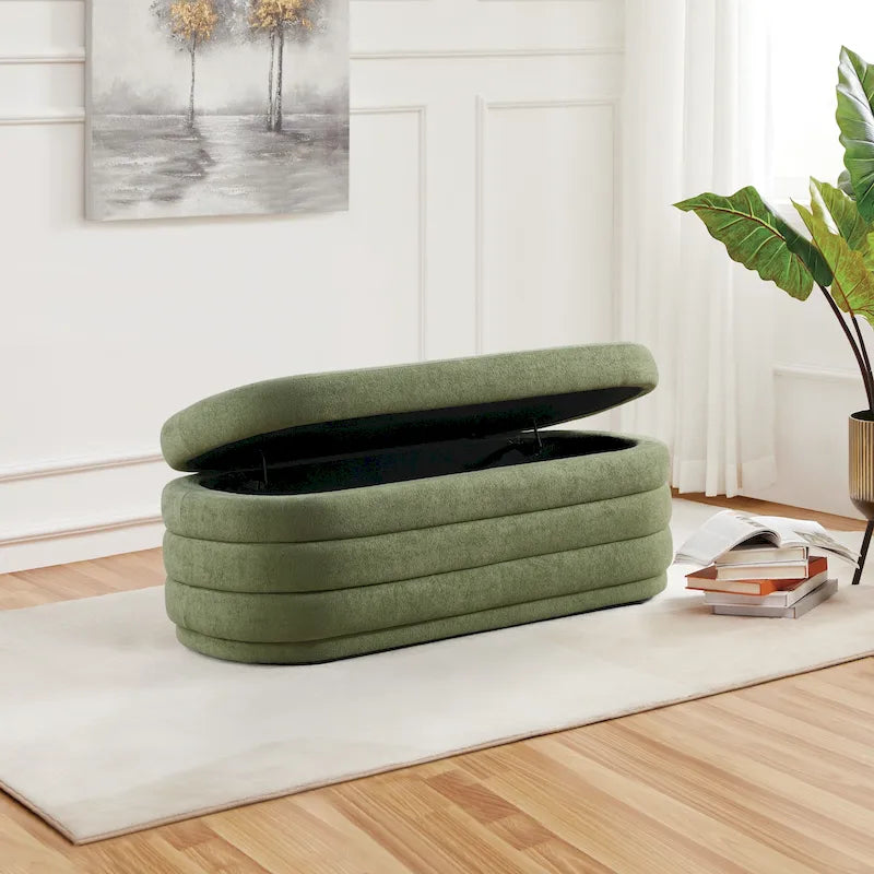 Channel Tufted Storage Bench with Soft-Close Hinge, 48-Inch Wide