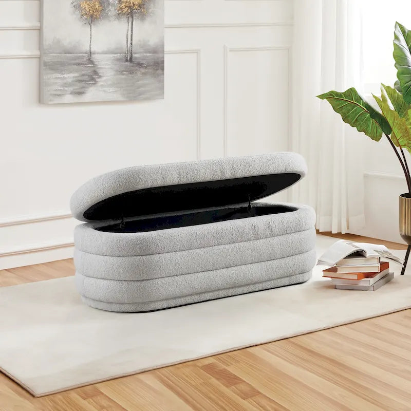 Channel Tufted Storage Bench with Soft-Close Hinge, 48-Inch Wide