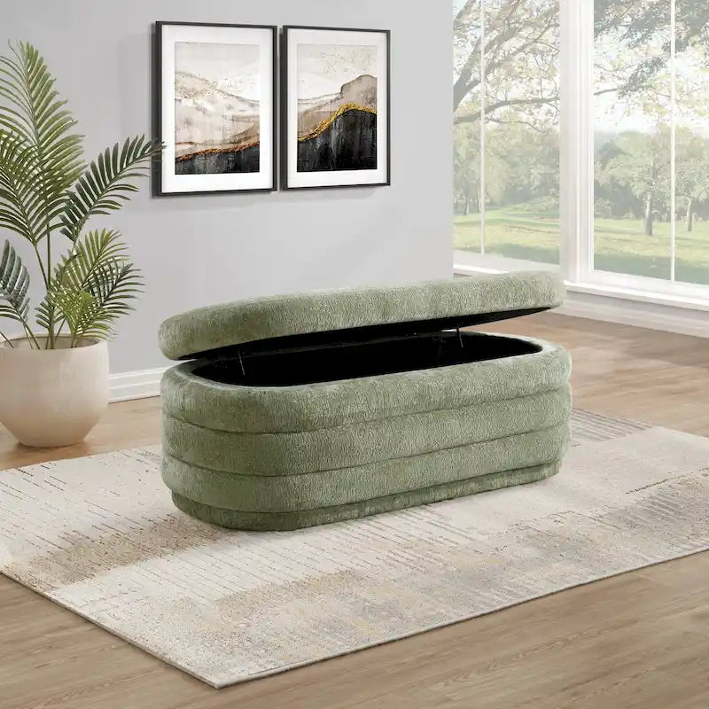 Channel Tufted Storage Bench with Soft-Close Hinge, 48-Inch Wide