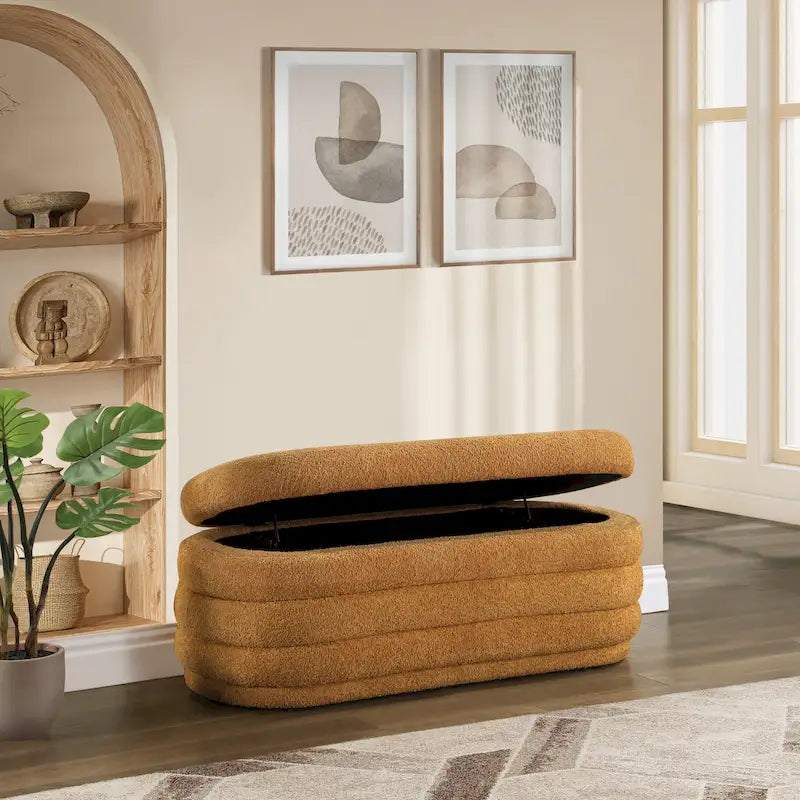 Channel Tufted Storage Bench with Soft-Close Hinge, 48-Inch Wide
