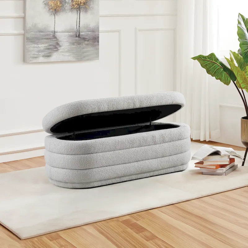 Channel Tufted Storage Bench with Soft-Close Hinge, 48-Inch Wide