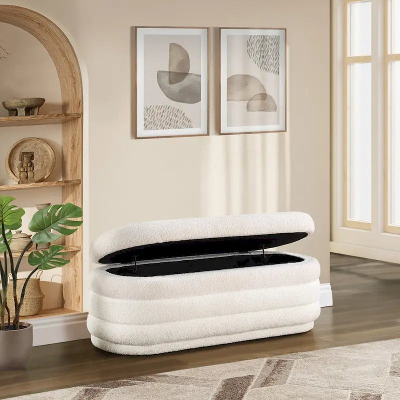 Channel Tufted Storage Bench with Soft-Close Hinge, 48-Inch Wide