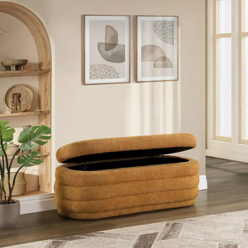 Channel Tufted Storage Bench with Soft-Close Hinge, 48-Inch Wide