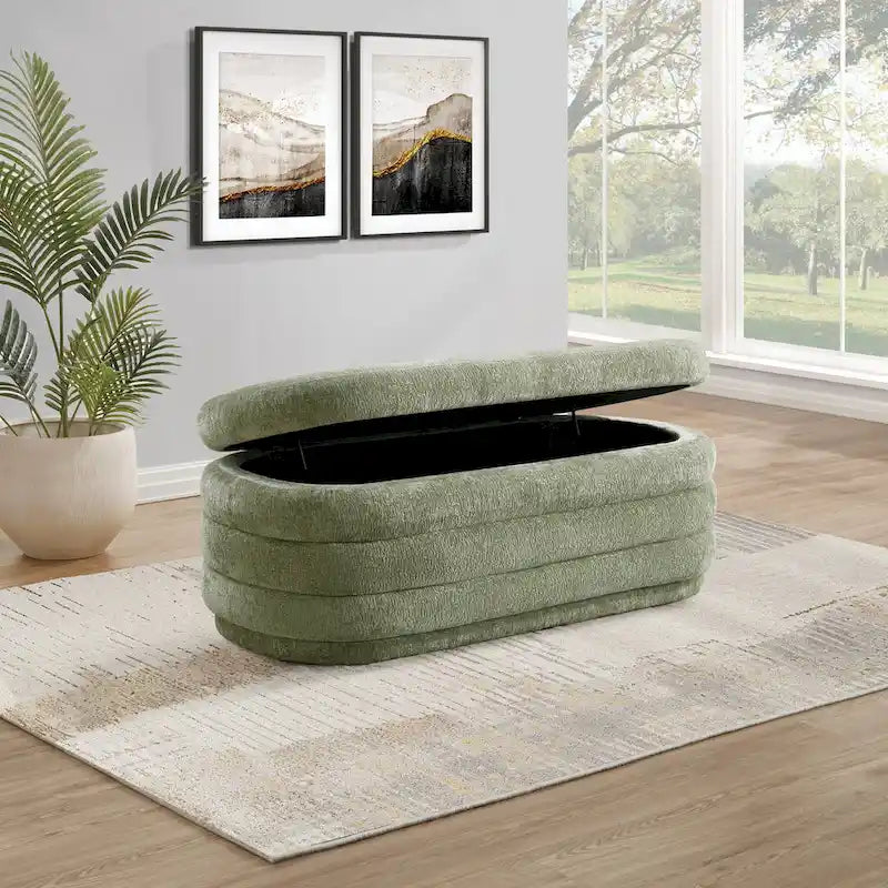 Channel Tufted Storage Bench with Soft-Close Hinge, 48-Inch Wide