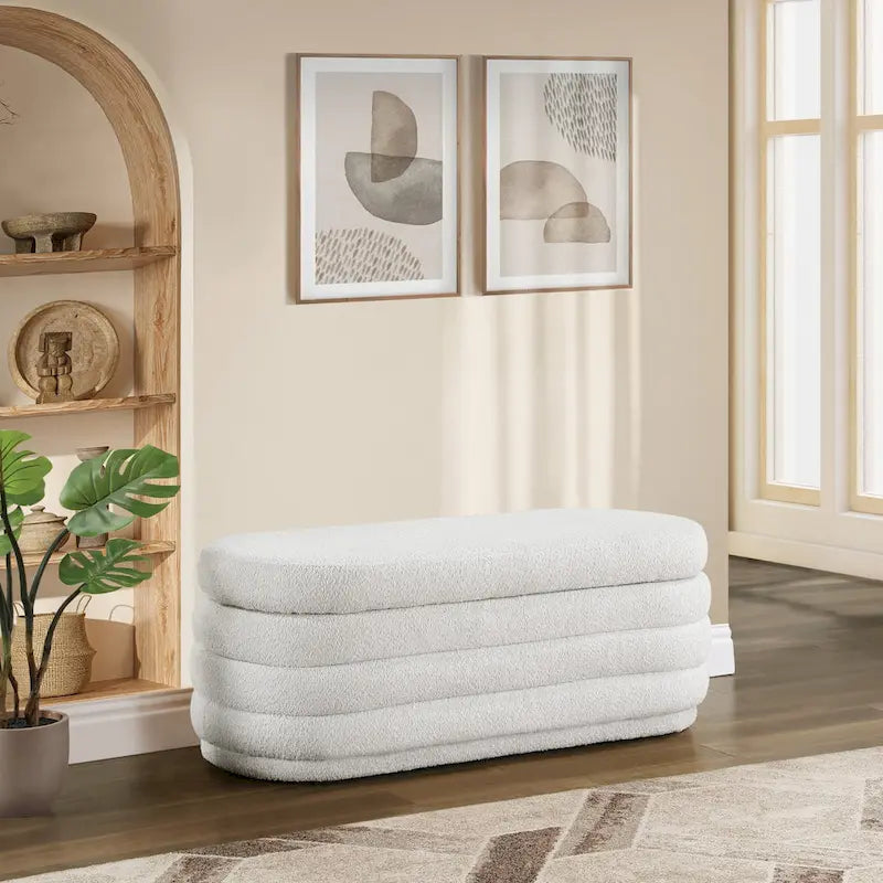 Channel Tufted Storage Bench with Soft-Close Hinge, 48-Inch Wide