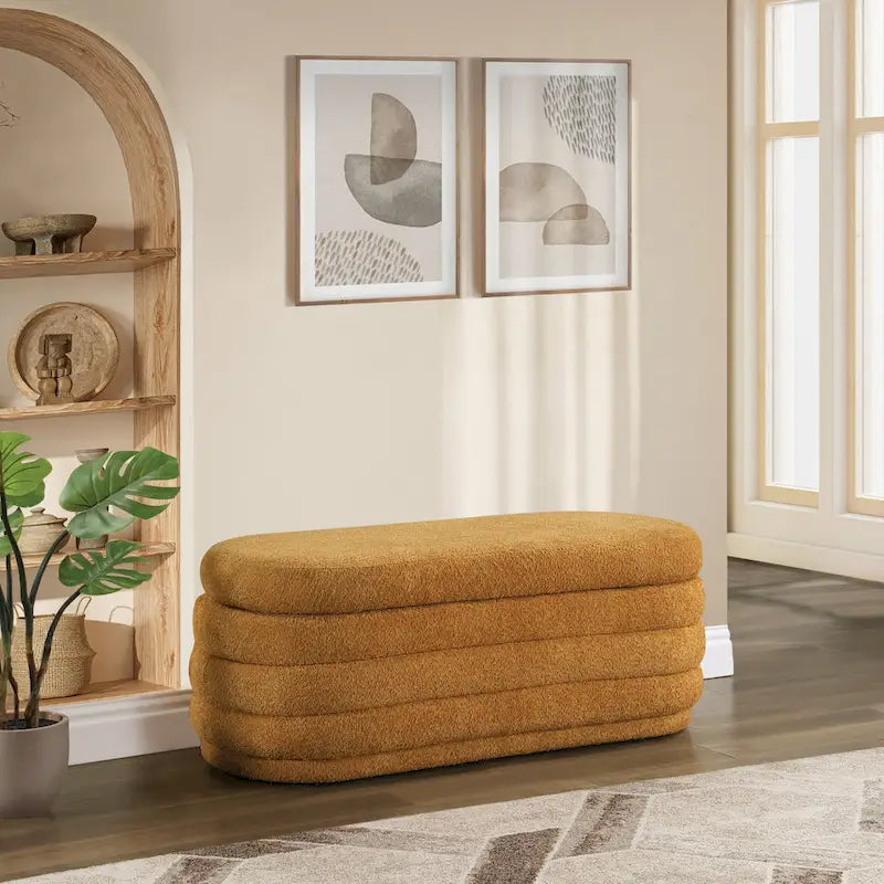 Channel Tufted Storage Bench with Soft-Close Hinge, 48-Inch Wide