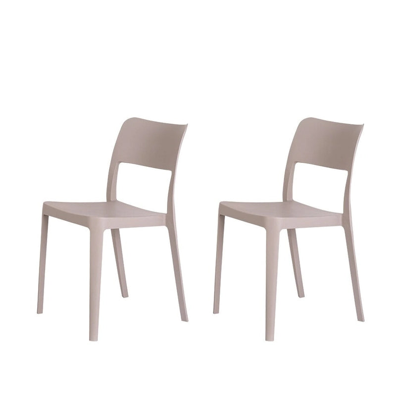 Stackable All-Weather Resin Armless Chair for Indoor and Outdoor, Set of 2