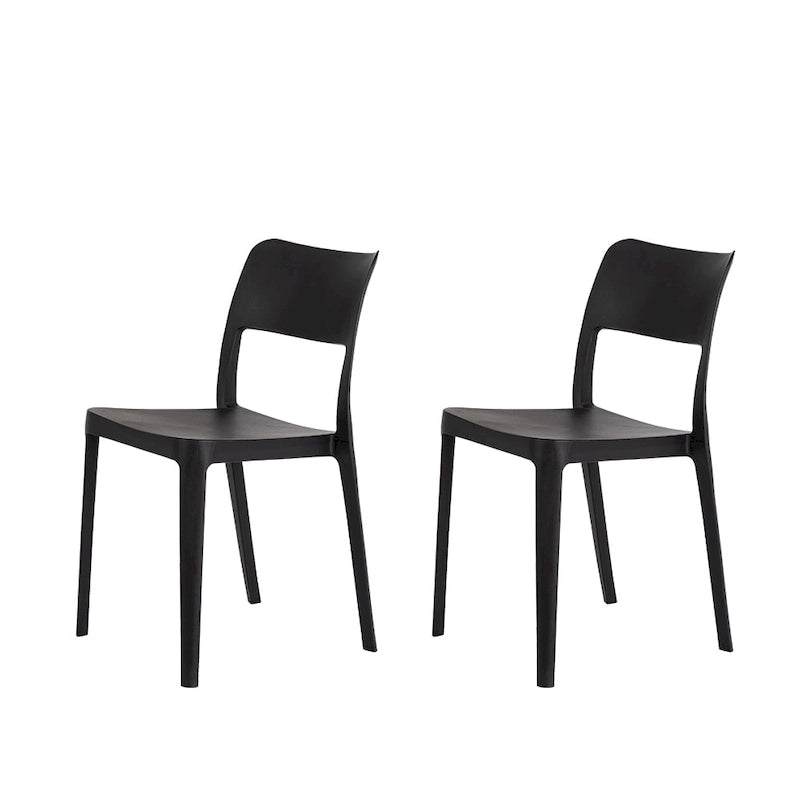 Stackable All-Weather Resin Armless Chair for Indoor and Outdoor, Set of 2