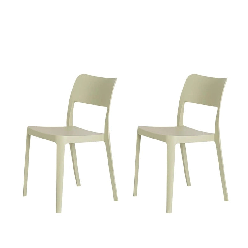 Stackable All-Weather Resin Armless Chair for Indoor and Outdoor, Set of 2