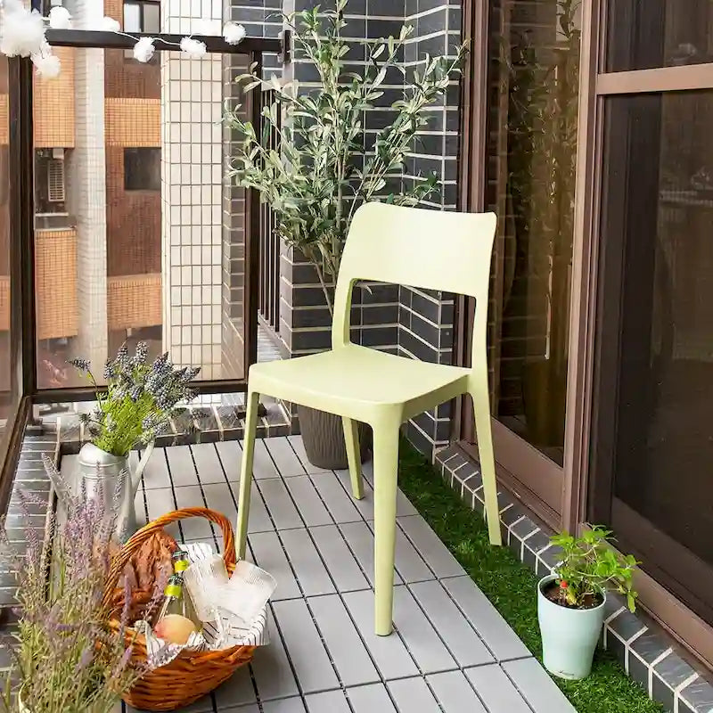Stackable All-Weather Resin Armless Chair for Indoor and Outdoor, Set of 2