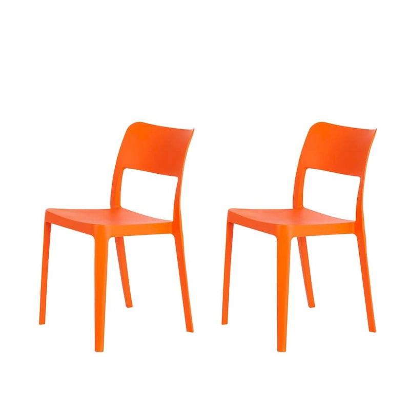 Stackable All-Weather Resin Armless Chair for Indoor and Outdoor, Set of 2