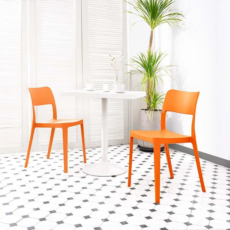 Stackable All-Weather Resin Armless Chair for Indoor and Outdoor, Set of 2