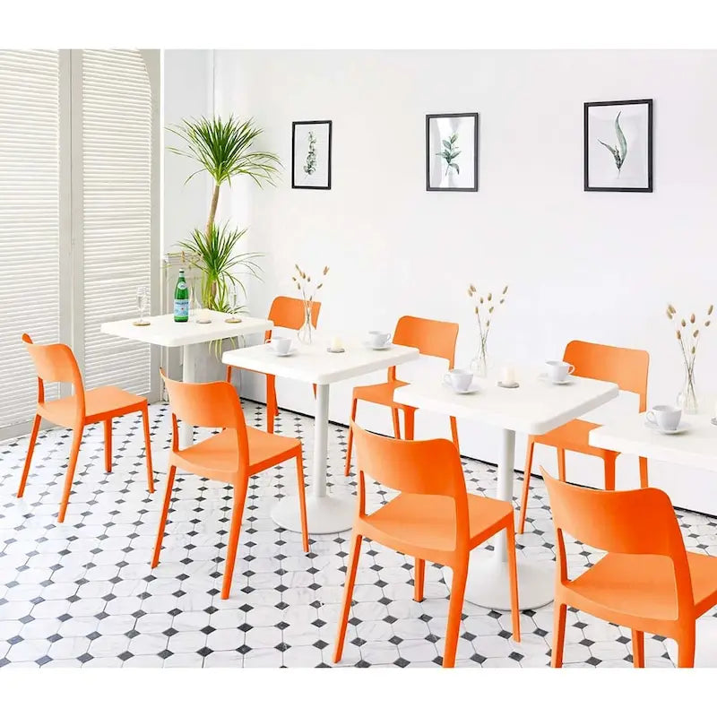 Stackable All-Weather Resin Armless Chair for Indoor and Outdoor, Set of 2