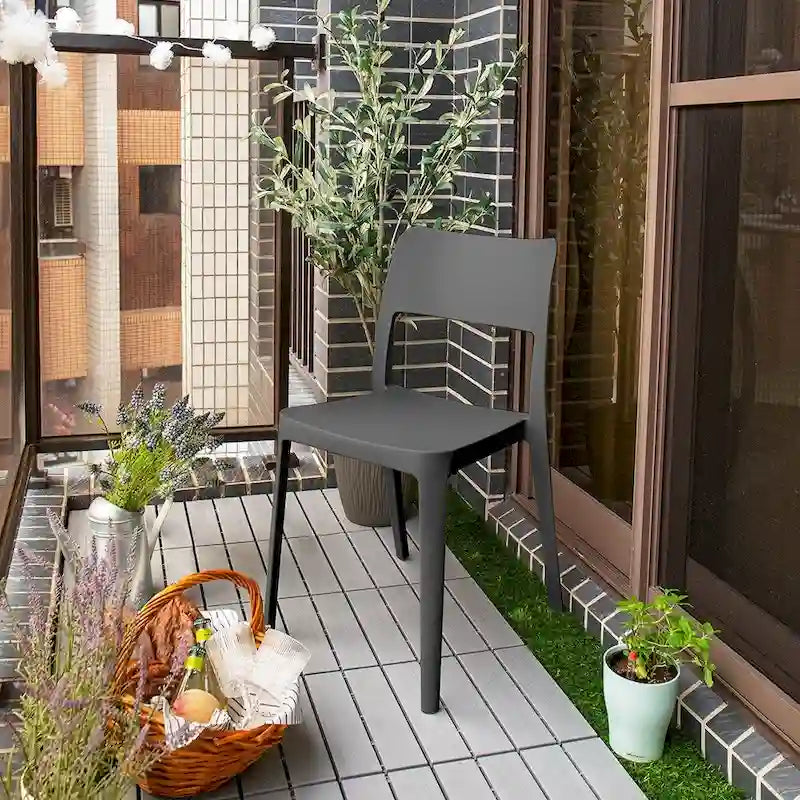 Stackable All-Weather Resin Armless Chair for Indoor and Outdoor, Set of 2