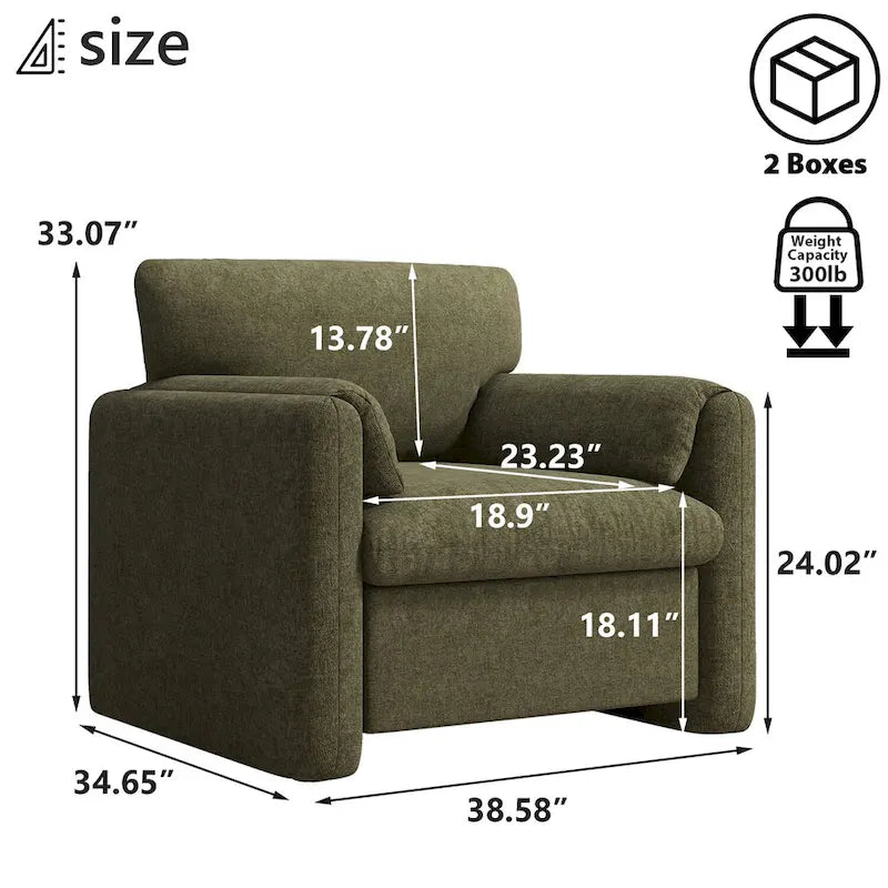 Upholstered Accent Armchair Single Sofa for Living Room or Bedroom