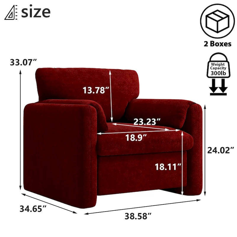 Upholstered Accent Armchair Single Sofa for Living Room or Bedroom