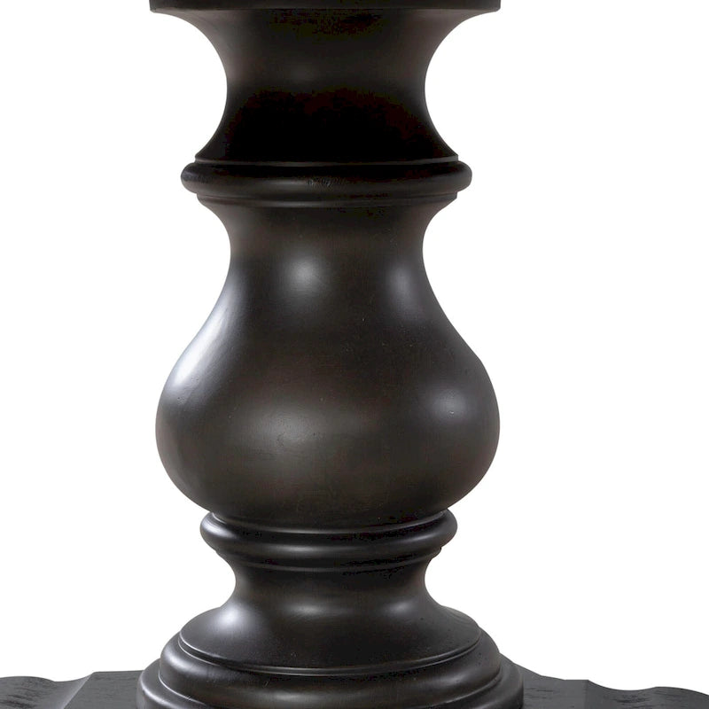 Round Farmhouse Dining Table with Starburst Oak Veneer Top, 60-Inch
