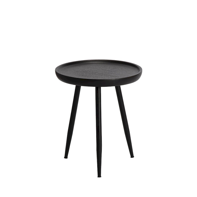 Solid Mango Wood Round End Table with Black Metal Legs, 18H x 15.75W