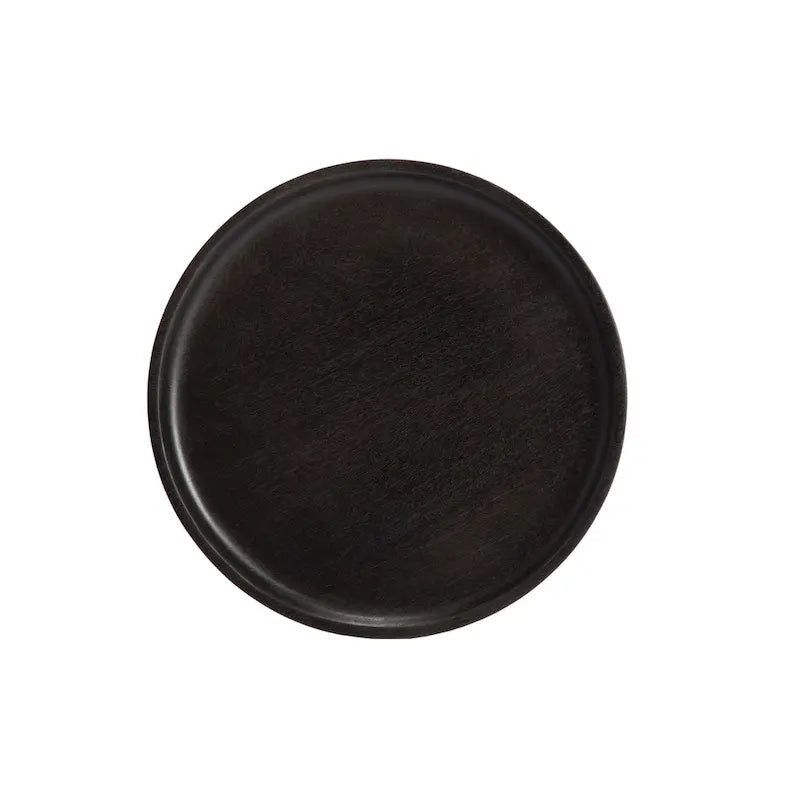 Solid Mango Wood Round End Table with Black Metal Legs, 18H x 15.75W