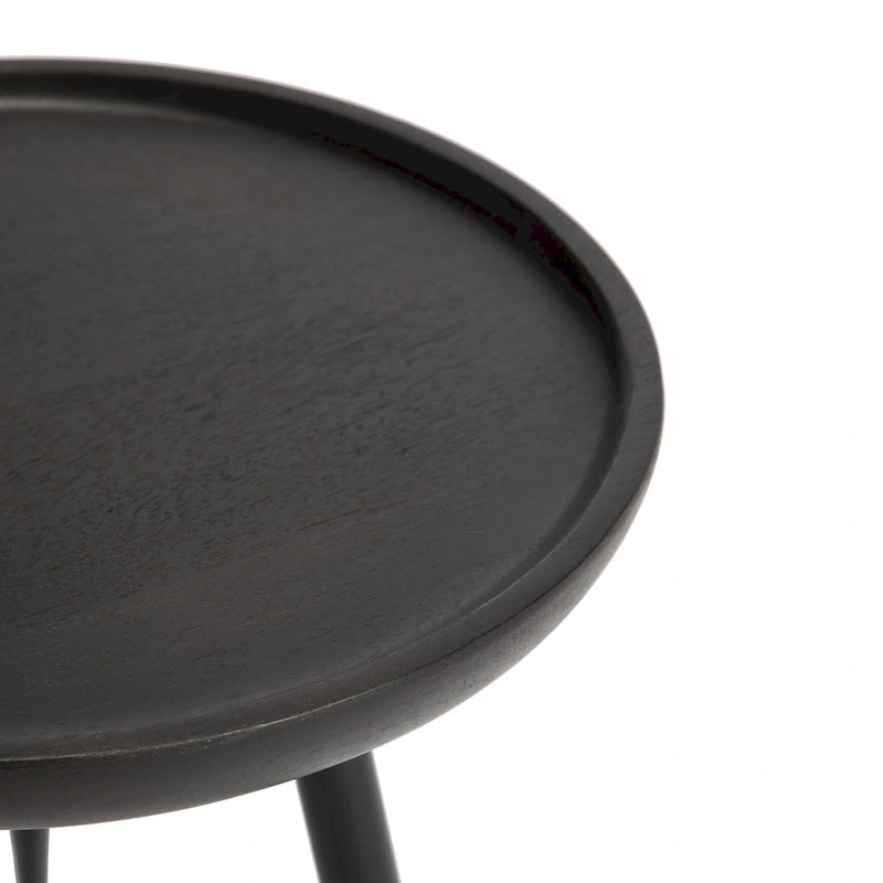 Solid Mango Wood Round End Table with Black Metal Legs, 18H x 15.75W