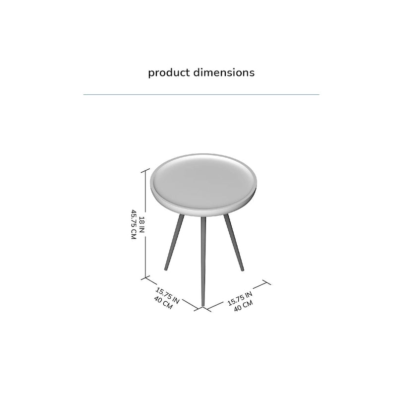 Solid Mango Wood Round End Table with Black Metal Legs, 18H x 15.75W