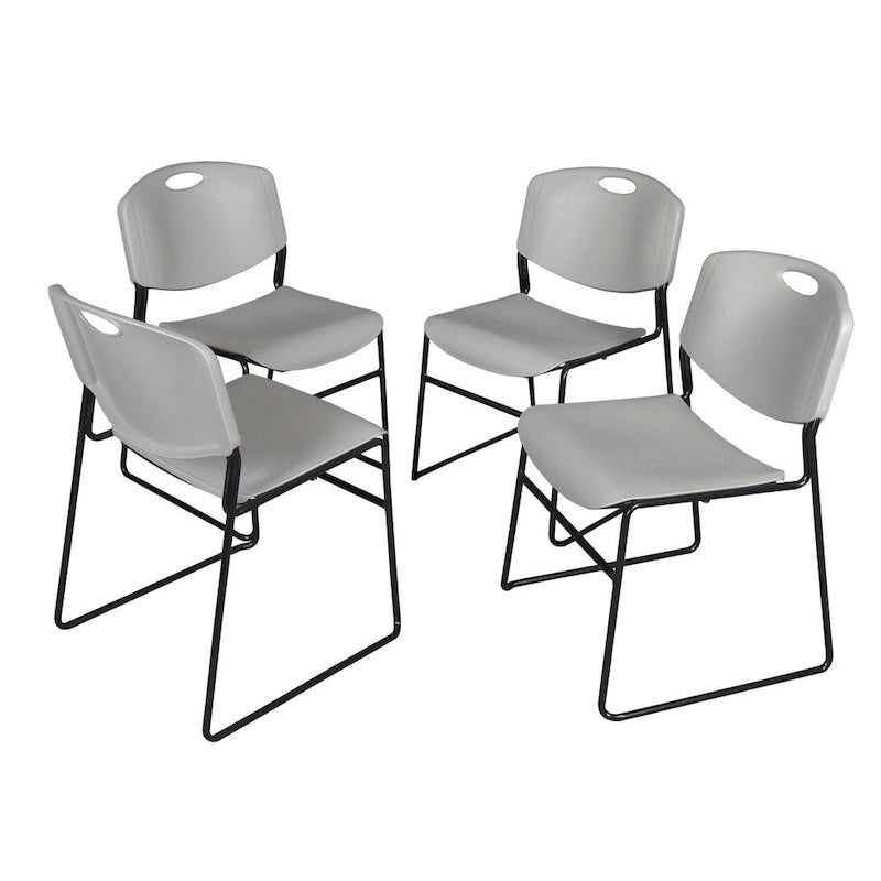 Stackable Chair with Metal Frame and Polypropylene Shell, Black