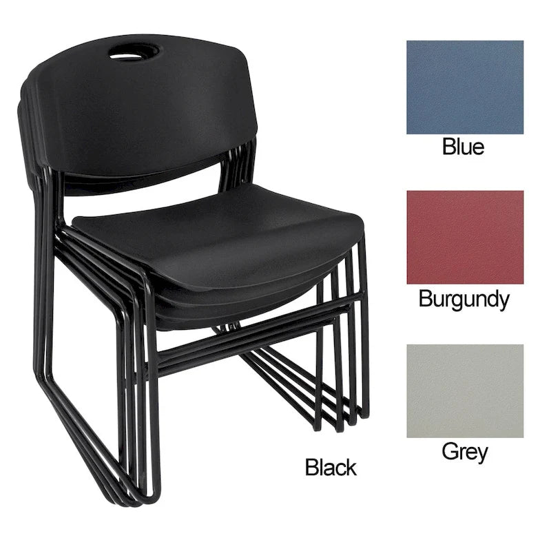 Stackable Chair with Metal Frame and Polypropylene Shell, Black