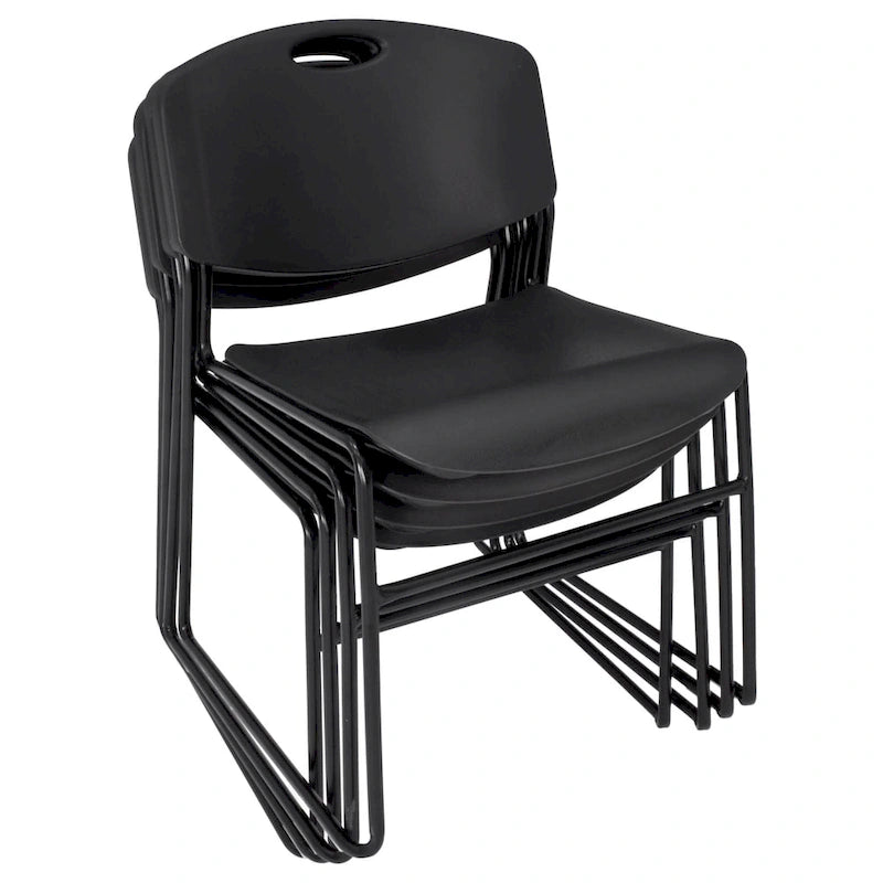 Stackable Chair with Metal Frame and Polypropylene Shell, Black