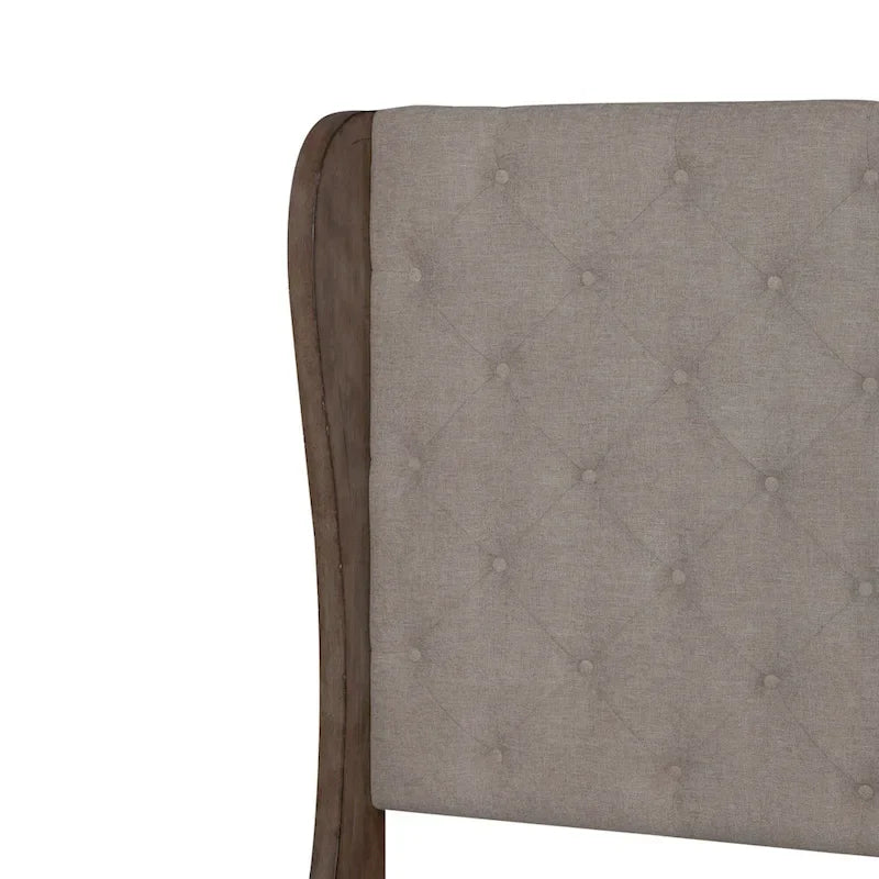 Shelter Bed with Upholstered Panels, Dusty Taupe Finish, Queen and King