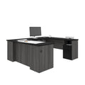 U-Shaped Office Desk with Multiple Drawers, USB Ports and Wire Management
