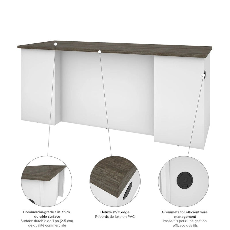 U-Shaped Office Desk with Multiple Drawers, USB Ports and Wire Management