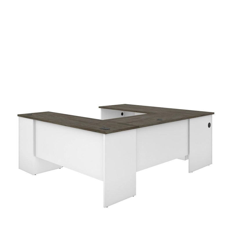 U-Shaped Office Desk with Multiple Drawers, USB Ports and Wire Management