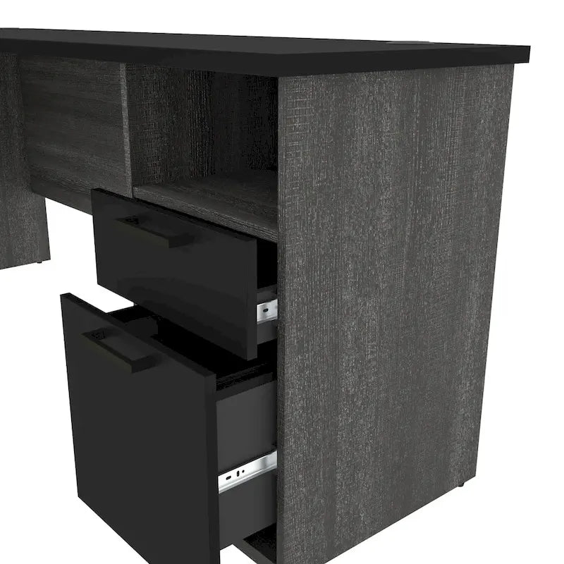 U-Shaped Office Desk with Multiple Drawers, USB Ports and Wire Management