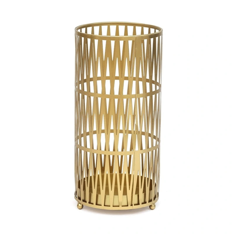 Metal Umbrella Stand with Removable Drip Tray, Gold or Black, 9x9x19 Inches