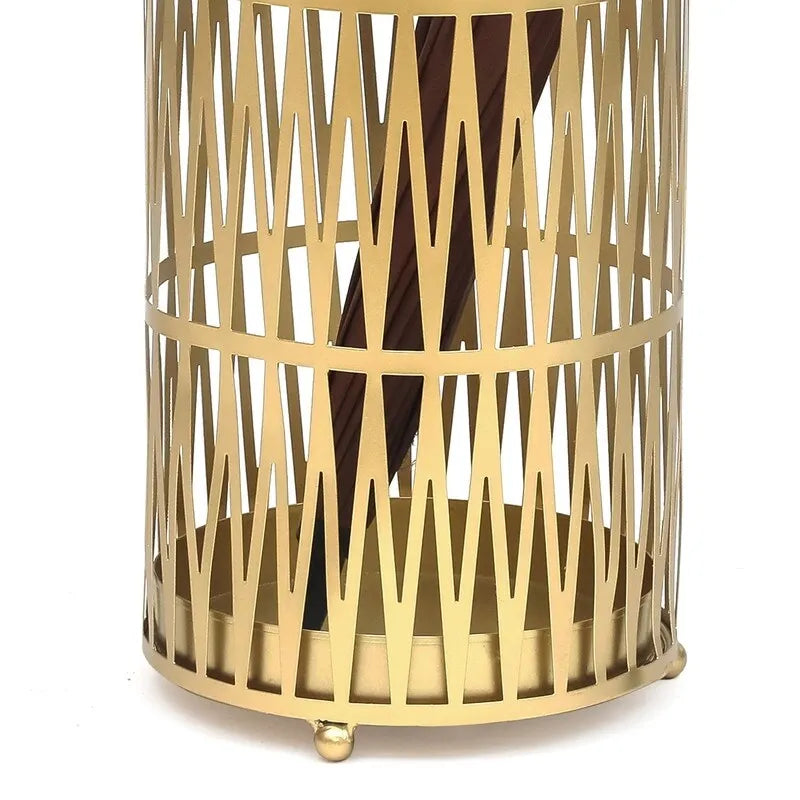 Metal Umbrella Stand with Removable Drip Tray, Gold or Black, 9x9x19 Inches