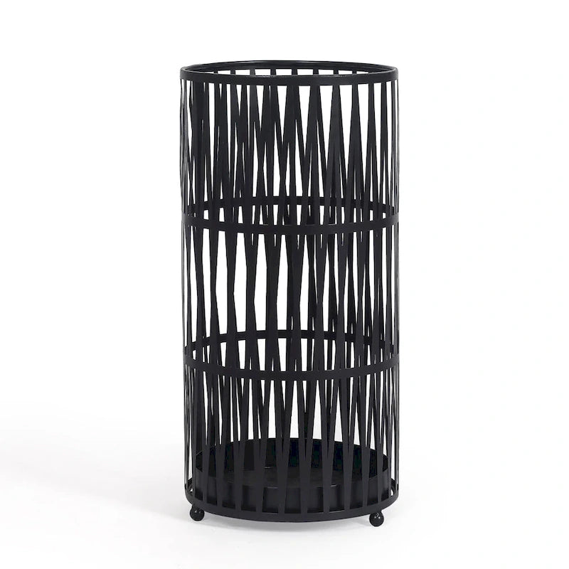 Metal Umbrella Stand with Removable Drip Tray, Gold or Black, 9x9x19 Inches