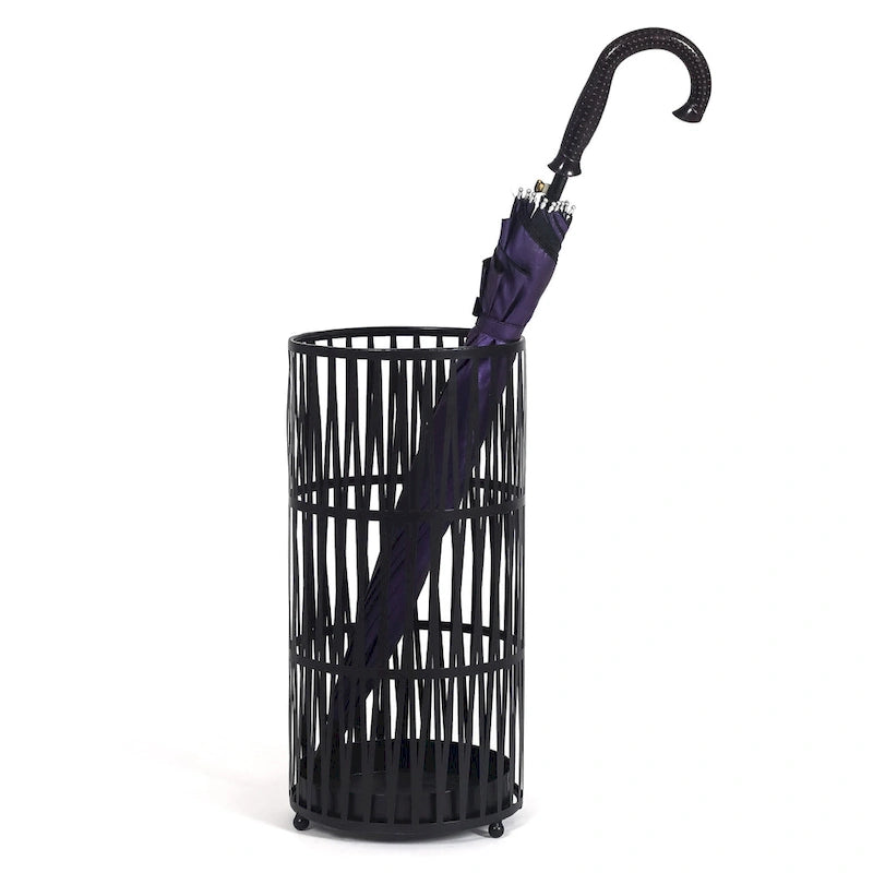 Metal Umbrella Stand with Removable Drip Tray, Gold or Black, 9x9x19 Inches