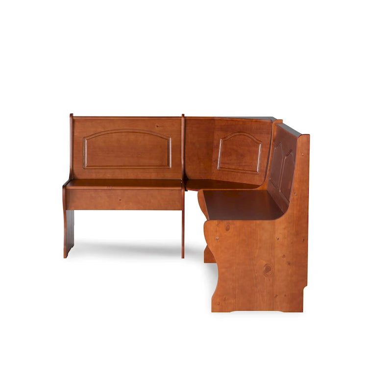Corner Dining Bench Dark Walnut Finish, Seats 5, Pine Wood