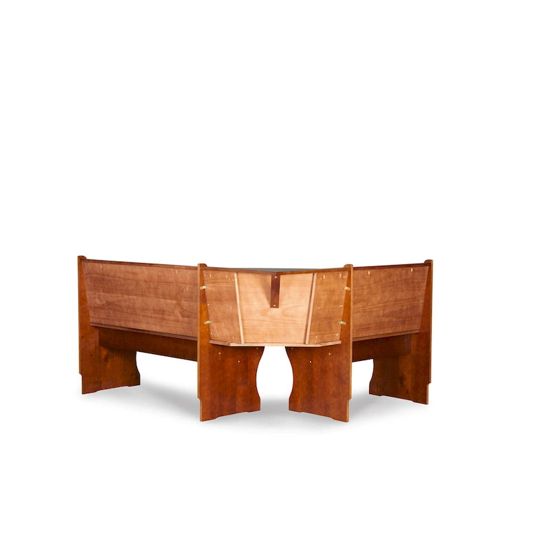 Corner Dining Bench Dark Walnut Finish, Seats 5, Pine Wood