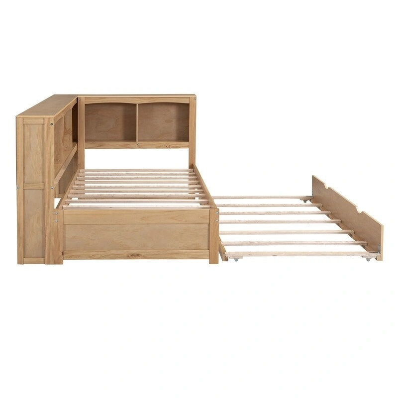 Twin Daybed with Trundle, 5 Storage Cabinets and USB Charging Ports