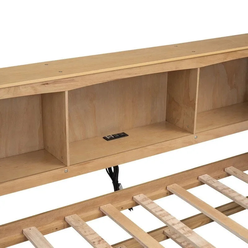 Twin Daybed with Trundle, 5 Storage Cabinets and USB Charging Ports