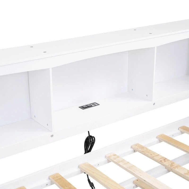 Twin Daybed with Trundle, 5 Storage Cabinets and USB Charging Ports