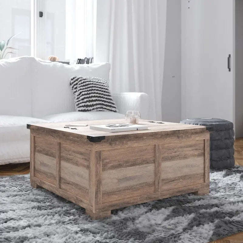 Farmhouse Lift-Top Coffee Table with Storage, Engineered Wood