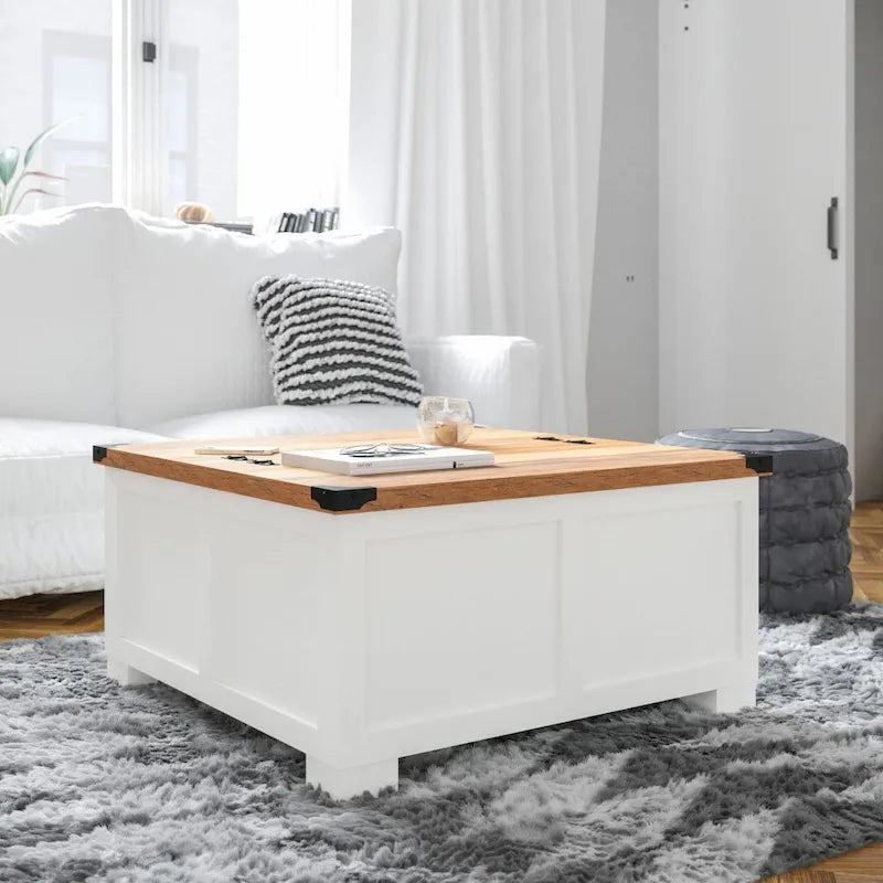 Farmhouse Lift-Top Coffee Table with Storage, Engineered Wood